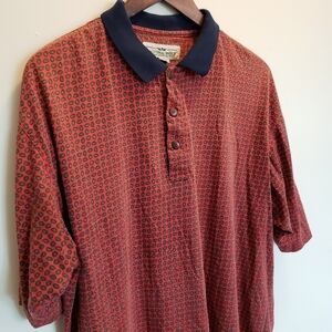 Vintage Natural Issue Red Paisley Polo Shirt Size XL Tall 100% Cotton Blue Green